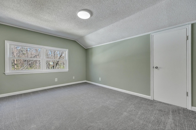 additional living space featuring lofted ceiling, carpet, and baseboards