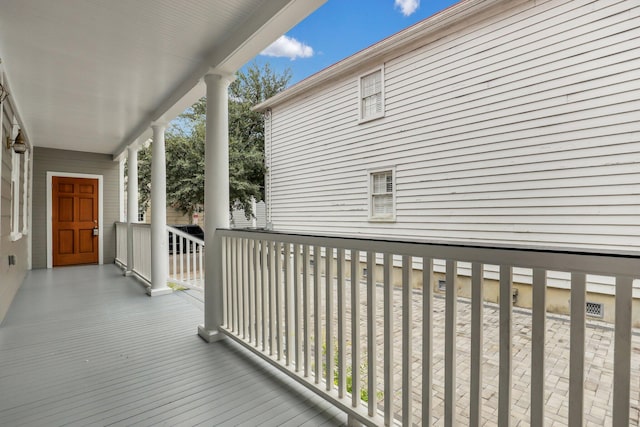 wooden deck with a porch