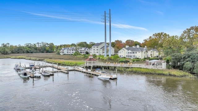 view of dock featuring a water view