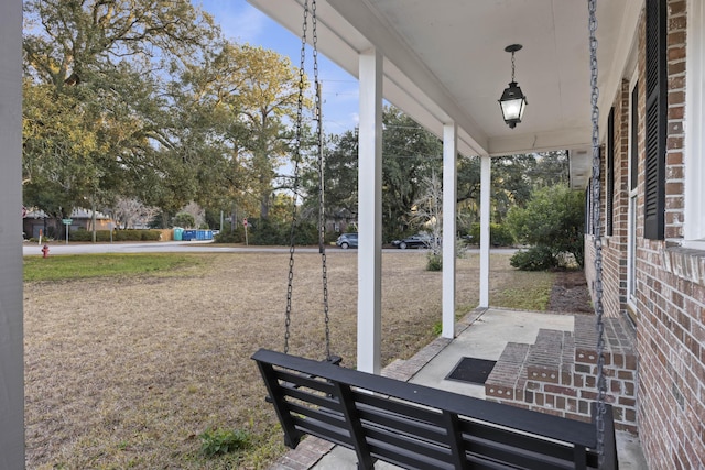 view of yard with a porch