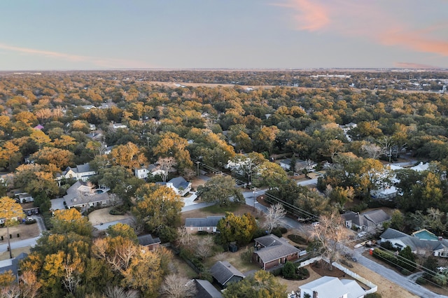 view of aerial view at dusk