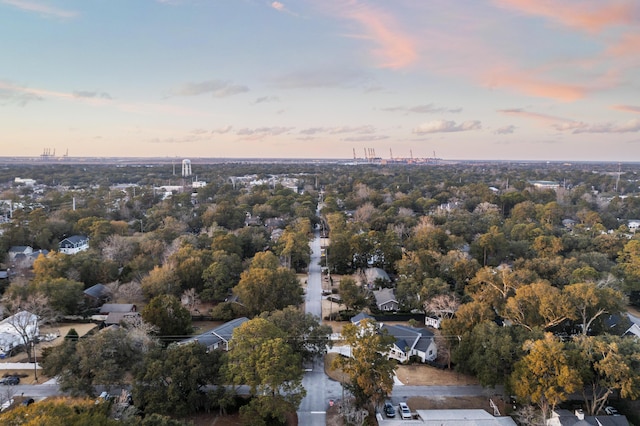 view of aerial view at dusk