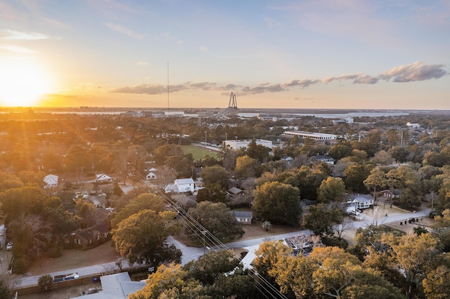 view of aerial view at dusk