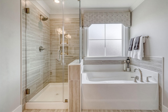 bathroom with independent shower and bath