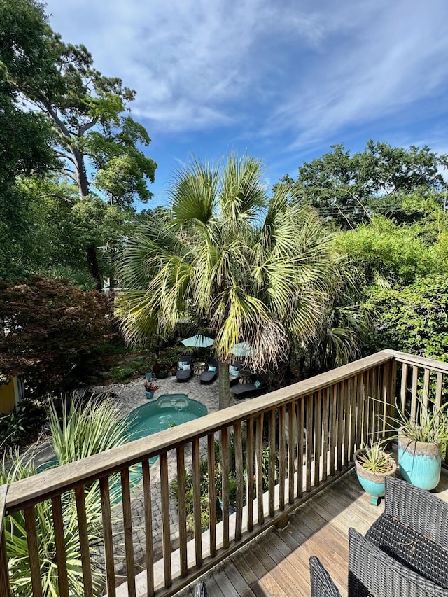 2066 Wappoo Dr, Charleston, SC 29412 - deck with an outdoor pool and a hot tub