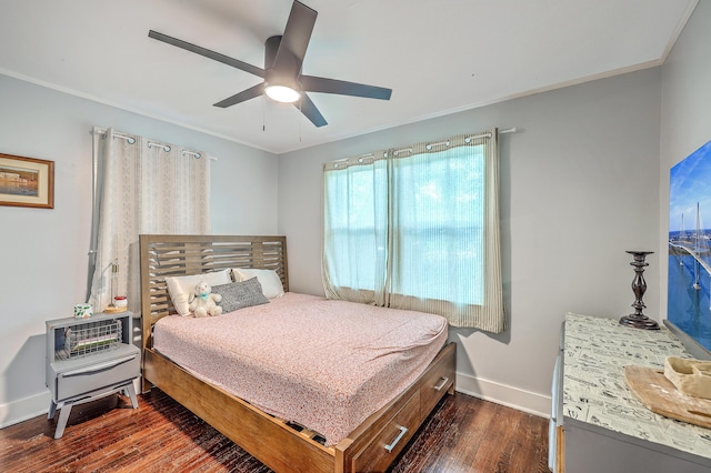 1188 Camden St, North Charleston, SC 29405 - bedroom with dark wood finished floors, ceiling fan, and crown molding