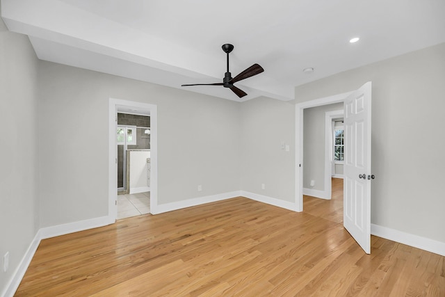 31 Lyttleton St, Charleston, SC 29407 - empty room featuring a ceiling fan, light wood-style floors, baseboards, and recessed lighting