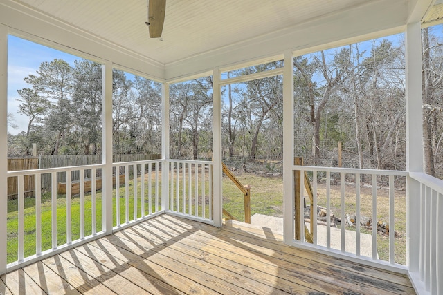 view of unfurnished sunroom