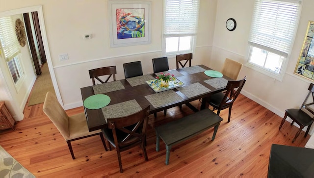 dining space featuring light hardwood / wood-style floors