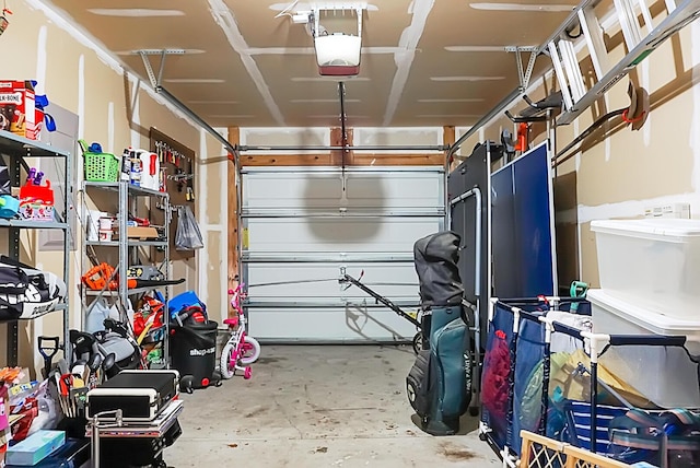 garage with a garage door opener