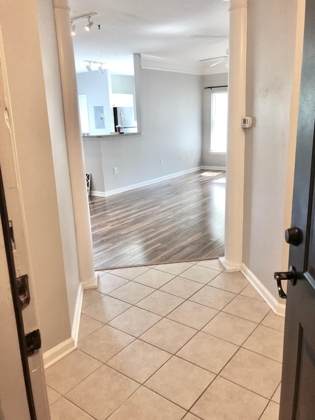 interior space with light hardwood / wood-style flooring