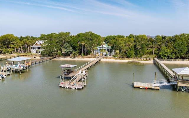 2619 Buccaneer Rd, Isle Of Palms, SC 29451 - dock area with a water view and view of wooded area