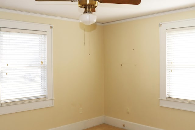 5286 Cameron Rd, Cameron, SC 29030 - unfurnished room with baseboards, ornamental molding, and ceiling fan