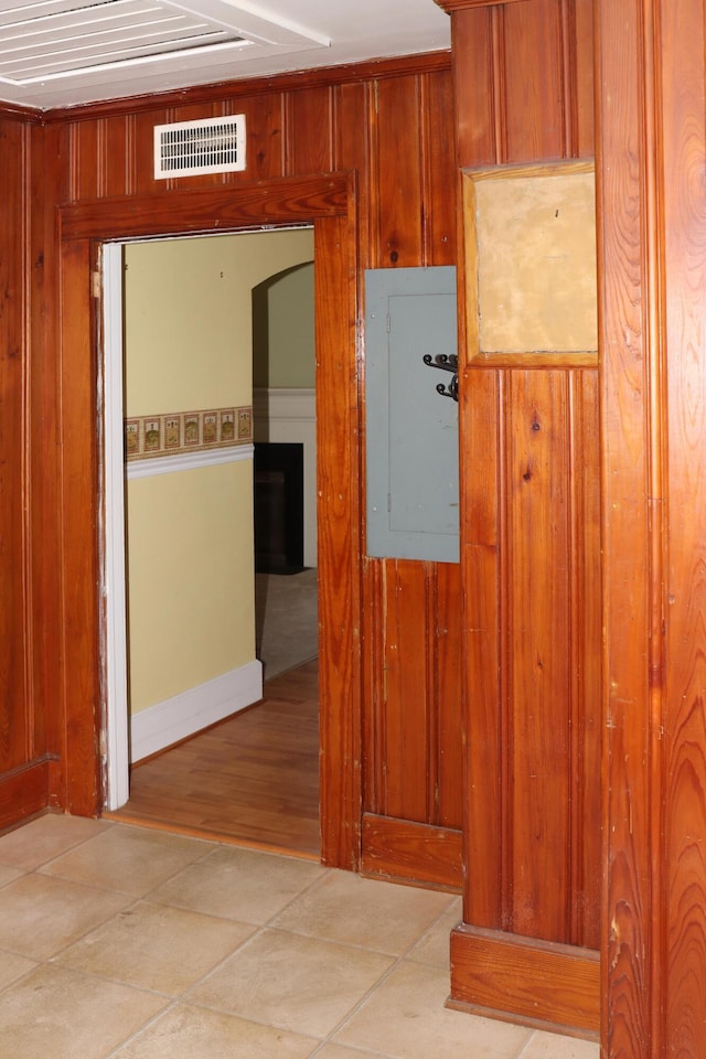5286 Cameron Rd, Cameron, SC 29030 - spare room featuring visible vents, baseboards, electric panel, and wood walls