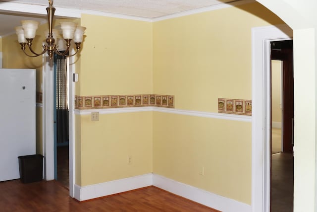 5286 Cameron Rd, Cameron, SC 29030 - interior space with arched walkways, crown molding, a notable chandelier, and dark wood finished floors