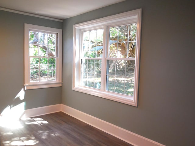 unfurnished room featuring dark hardwood / wood-style flooring