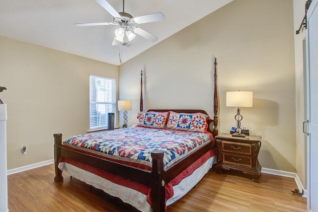 7896 Montview Rd, North Charleston, SC 29418 - bedroom with vaulted ceiling, wood finished floors, baseboards, and a ceiling fan