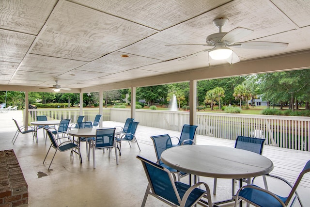 7896 Montview Rd, North Charleston, SC 29418 - view of patio / terrace with outdoor dining area, ceiling fan, and fence