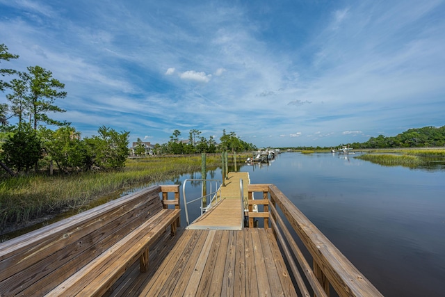 dock area featuring a water view