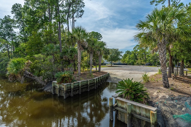 surrounding community with a water view