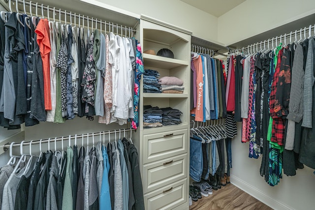 spacious closet with wood finished floors