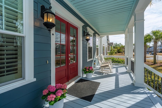 deck with covered porch