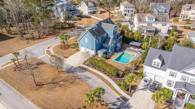 aerial view with a residential view