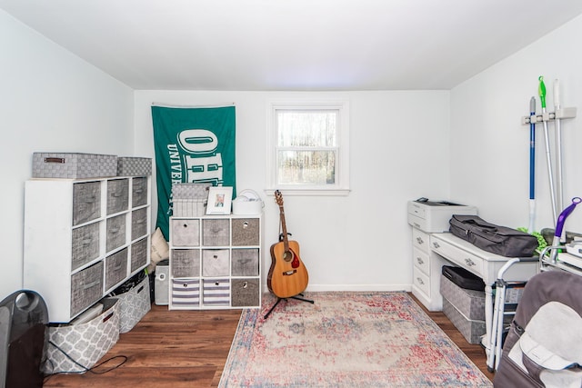 interior space with dark hardwood / wood-style floors