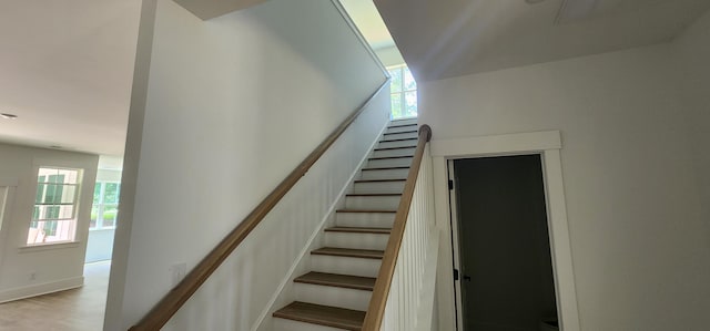 110 Saluda Dr, Santee, SC 29142 - staircase with baseboards and wood finished floors
