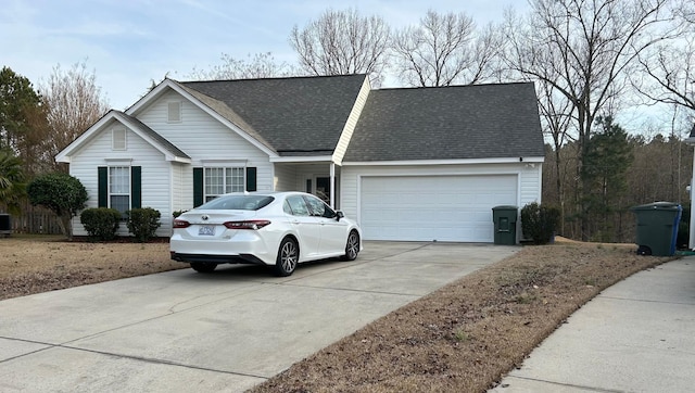 single story home with a garage