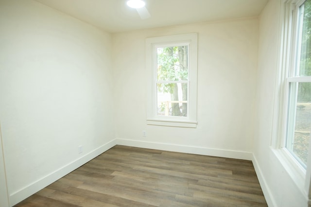 empty room with hardwood / wood-style flooring