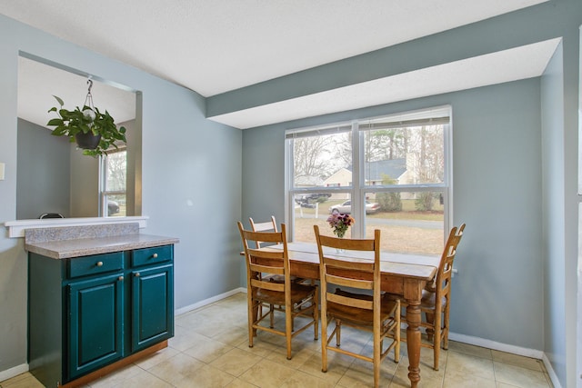 dining space with a wealth of natural light and baseboards