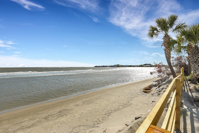 view of water feature with a view of the beach