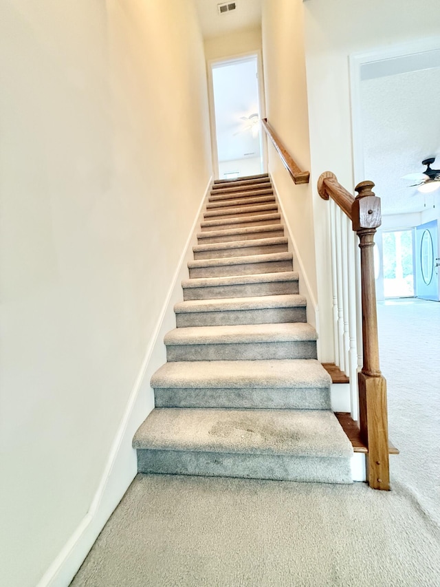 209 Myrtlewood Dr, Santee, SC 29142 - staircase featuring carpet floors and ceiling fan