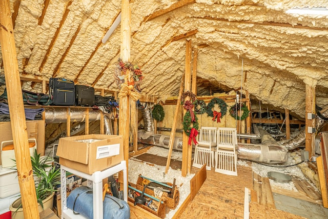 view of unfinished attic