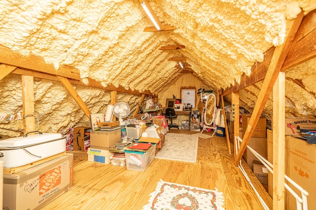 view of unfinished attic
