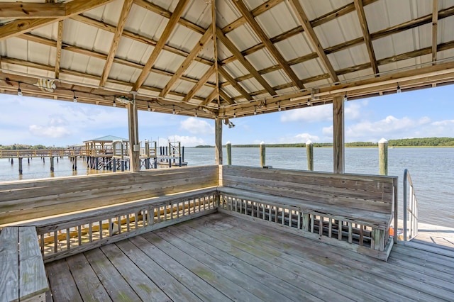 view of dock featuring a water view