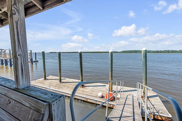 dock area with a water view