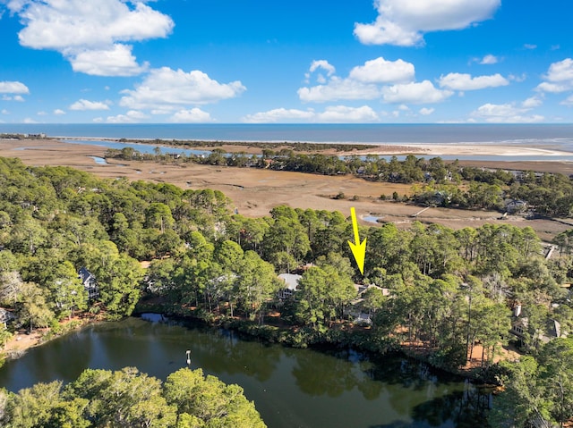 bird's eye view featuring a water view