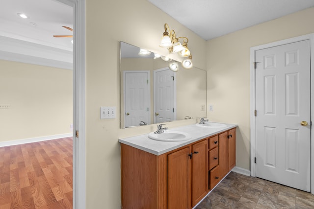 331 Kinard St, Orangeburg, SC 29118 - bathroom featuring double vanity and a ceiling fan