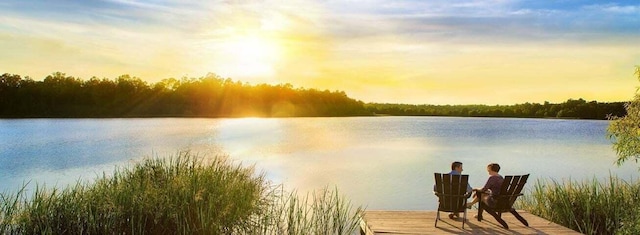 property view of water featuring a boat dock