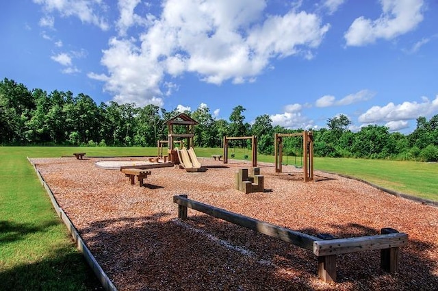 view of play area featuring a yard