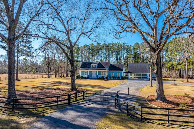 view of front of property with a front lawn