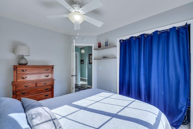 bedroom featuring ceiling fan