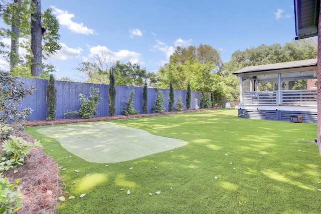 view of yard featuring a fenced backyard and a patio