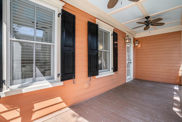 82 Ponsbury Rd, Mount Pleasant, SC 29464 - wooden porch featuring a ceiling fan