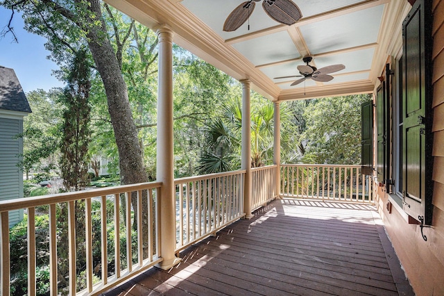 82 Ponsbury Rd, Mount Pleasant, SC 29464 - wooden terrace featuring a ceiling fan
