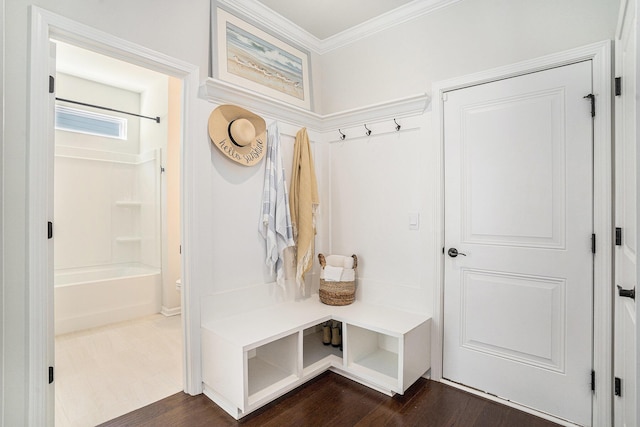 121 Cherry Grv, Summerville, SC 29483 - mudroom featuring ornamental molding and dark wood-style flooring
