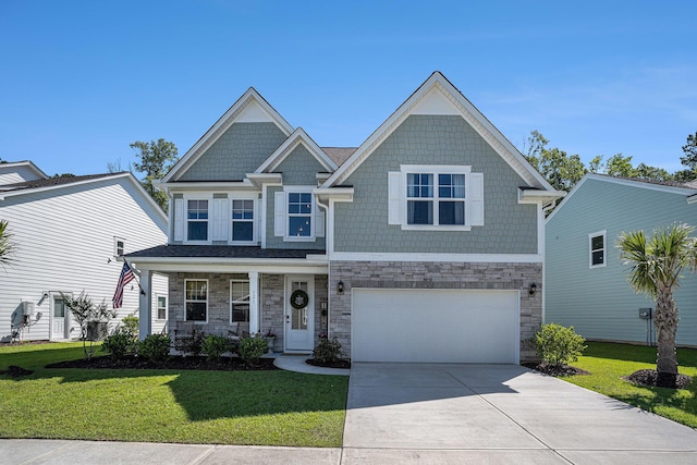 121 Cherry Grv, Summerville, SC 29483 - craftsman-style home featuring stone siding, an attached garage, driveway, and a front lawn