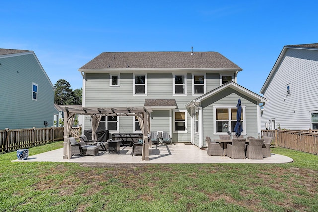 121 Cherry Grv, Summerville, SC 29483 - rear view of property with a pergola, an outdoor hangout area, and a patio area